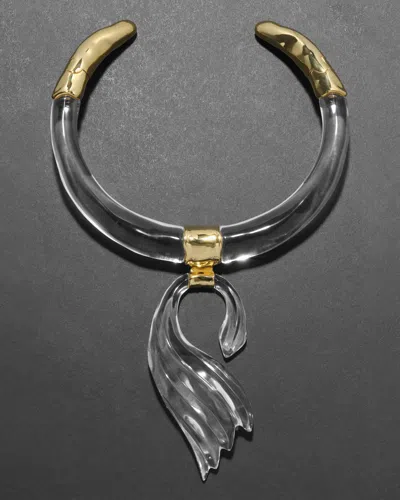 Alexis Bittar Liquid Lucite Brutalist Pendant Collar Necklace In Gray