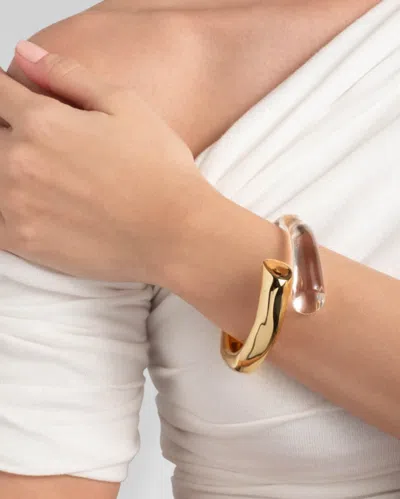 Alexis Bittar Liquid Lucite Bypass Hinge Bracelet- In Gold