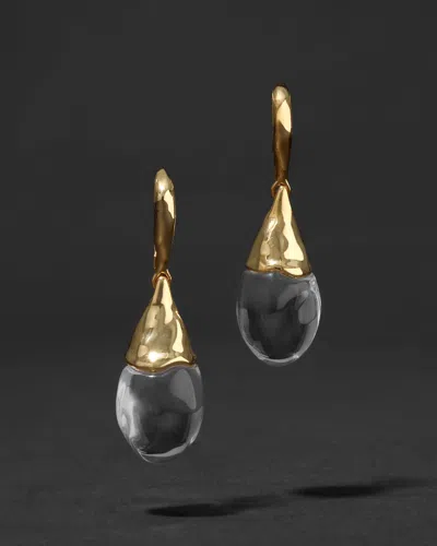 Alexis Bittar Liquid Lucite Capped Teardrop Leverback Earrings In Gold