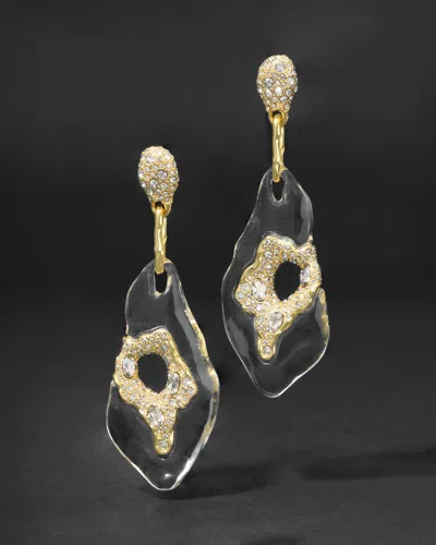 Alexis Bittar Liquid Lucite Crystal Pavã© Geode Drop Earrings In Gold