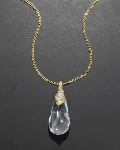 Alexis Bittar Liquid Lucite Crystal Pavã© Teardrop Necklace In Gold