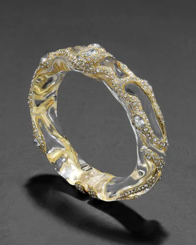 Alexis Bittar Liquid Lucite Crystal Pave Hinge Bracelet- In Transparent