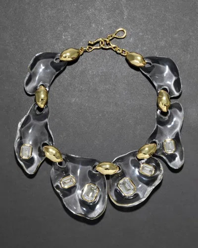 Alexis Bittar Liquid Lucite Crystal Pebble Necklace- In Black