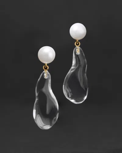 Alexis Bittar Liquid Lucite Freshwater Pearl Drop Earring- In Gray