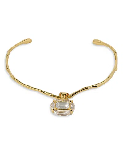 Alexis Bittar Liquid Lucite Jeweled Crystal Collar Necklace In Gold