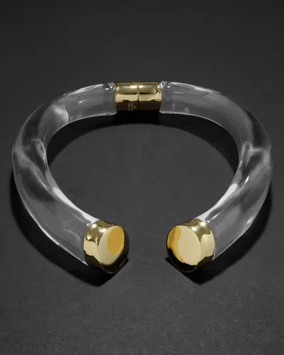 Alexis Bittar Liquid Lucite Large Capped Hinge Collar Necklace In Gold