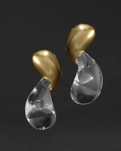 Alexis Bittar Liquid Lucite Modernist Small Post Earrings In Gold