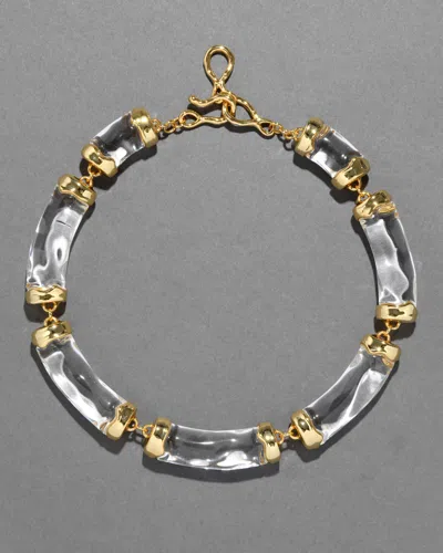 Alexis Bittar Liquid Lucite Pillow Link Necklace- In Metallic