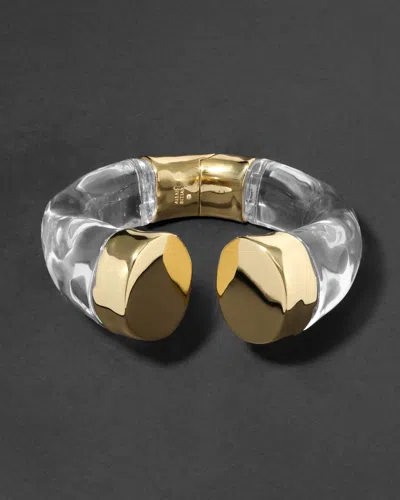 Alexis Bittar Liquid Lucite Slice Capped Hinge Bracelet In Gold