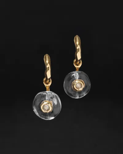 Alexis Bittar Liquid Lucite Studded Circle Drop Hoop Earrings In Gold