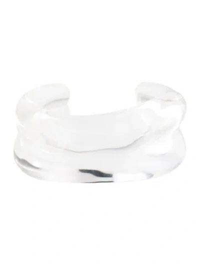 Pre-owned Alexis Bittar Liquid Lucite Wave Cuff Bracelet, 6.75" In Clear