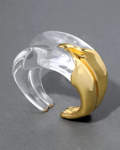 Alexis Bittar Liquid Lucite Wave Hinged Cuff Bracelet In Gold