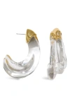 Alexis Bittar Liquid Lucite Large Wave Hoop Earrings In 14k Gold Plated In Gold/clear