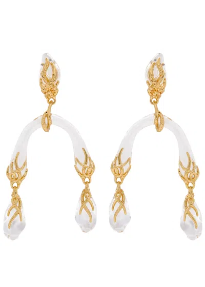 Alexis Bittar Liquid Vine Lucite Mobile Earrings In Clear/gold