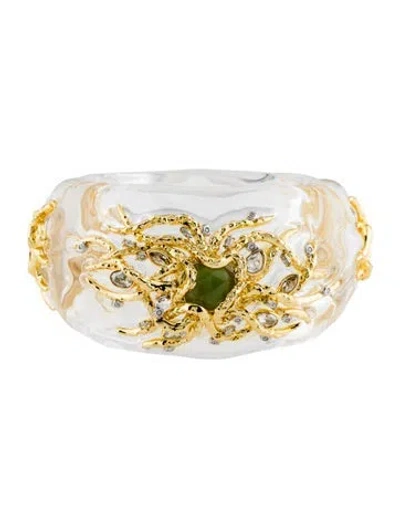 Pre-owned Alexis Bittar Liquid Vine Lucite Domed Hinge Bracelet, 7.25"