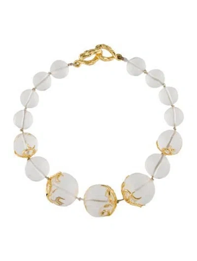 Pre-owned Alexis Bittar Liquid Vine Lucite Orb Necklace, 21" In Transparent