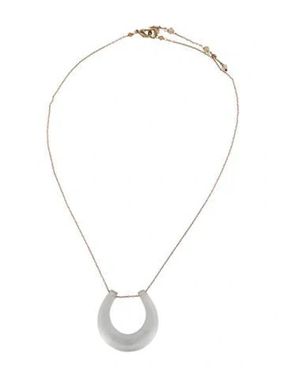 Pre-owned Alexis Bittar Lucite & Bead Horseshoe Pendant Necklace, 16" In Multi