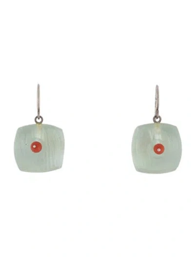 Pre-owned Alexis Bittar Lucite & Bead Square Drop Earrings In Blue/red