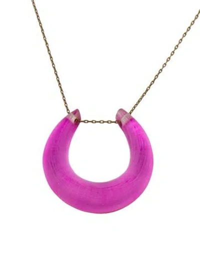 Pre-owned Alexis Bittar Lucite & Colorless Stone Pendant Necklace, 16" In Multi