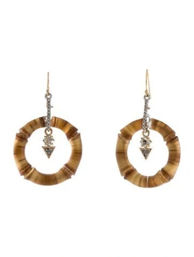 Pre-owned Alexis Bittar Lucite & Crystal Bamboo Hoop Earrings In Multi