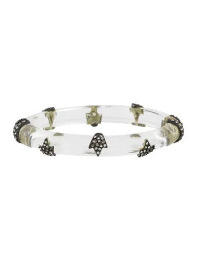 Pre-owned Alexis Bittar Lucite & Crystal Bangle Bracelet, 6.75" In Transparent