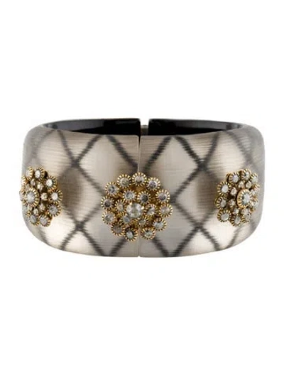 Pre-owned Alexis Bittar Lucite & Crystal Bangle Bracelet, 7" In Multi