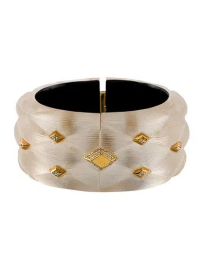 Pre-owned Alexis Bittar Lucite & Crystal Bangle Bracelet, 7.25" In Multi
