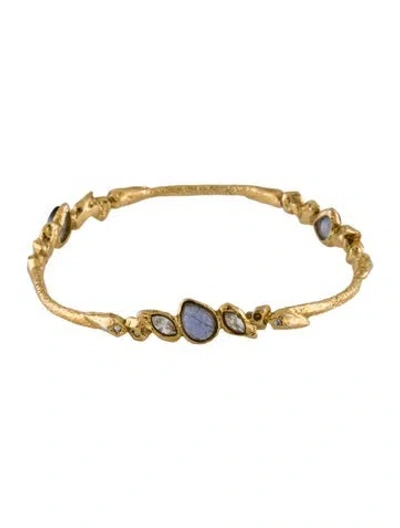 Pre-owned Alexis Bittar Lucite & Crystal Bangle Bracelet, 8" In Multi