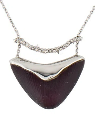 Pre-owned Alexis Bittar Lucite & Crystal Bar Shield Pendant Necklace, 19" In Multi