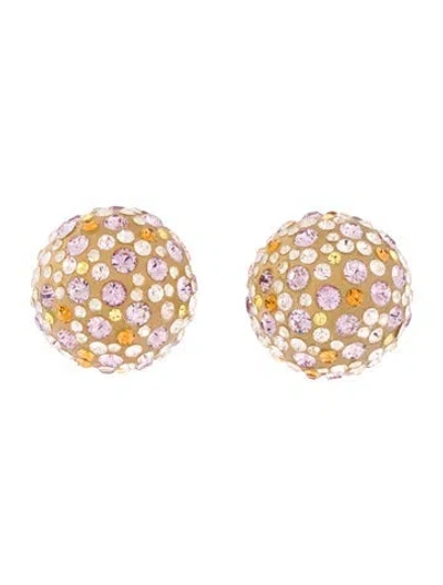 Pre-owned Alexis Bittar Lucite & Crystal Clip-on Earrings In Clear/pink/purple