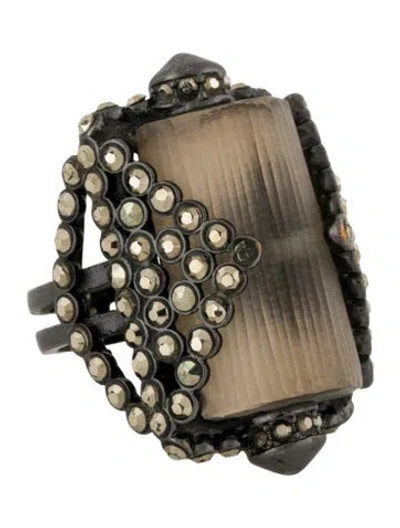 Pre-owned Alexis Bittar Lucite & Crystal Cocktail Ring