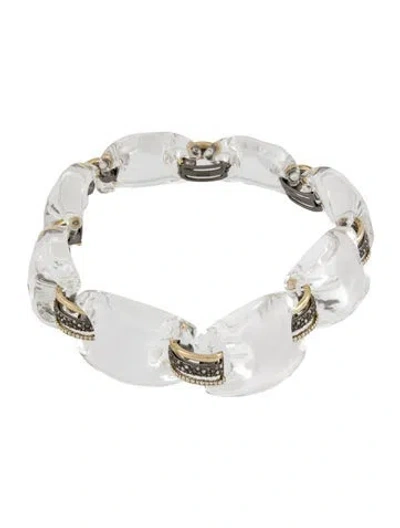 Pre-owned Alexis Bittar Lucite & Crystal Collar Necklace, 15.5" In Transparent