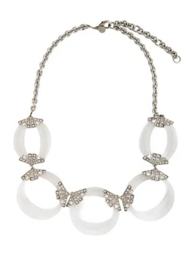 Pre-owned Alexis Bittar Lucite & Crystal Collar Necklace, 21" In Multicolor