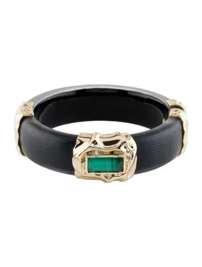 Pre-owned Alexis Bittar Lucite And Crystal Crumbled Hinged Bangle Bracelet, 7"