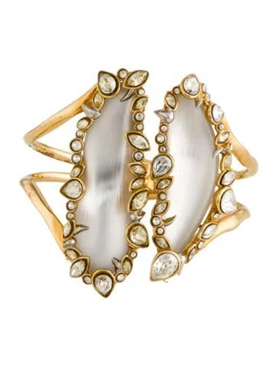 Pre-owned Alexis Bittar Lucite & Crystal Cuff Bracelet, 6.25" In Multi