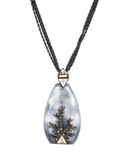 Pre-owned Alexis Bittar Lucite & Crystal Double Strand Pendant Necklace, 19" In Multi