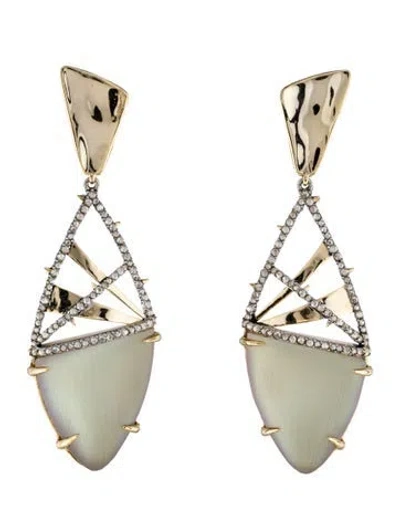 Pre-owned Alexis Bittar Lucite & Crystal Drop Clip-on Earrings In Black