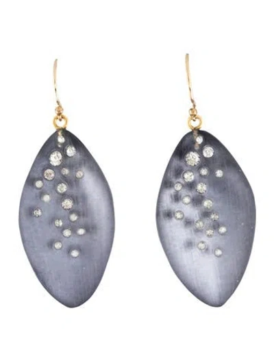 Pre-owned Alexis Bittar Lucite & Crystal Drop Earrings In Blue