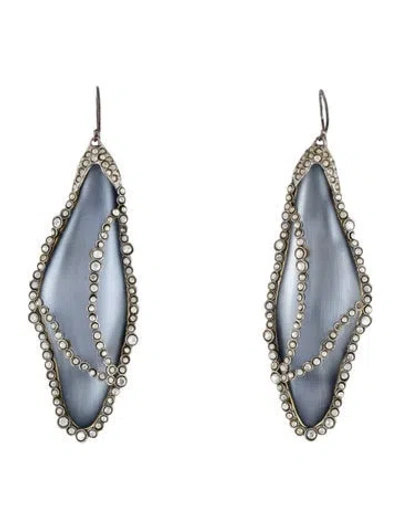 Pre-owned Alexis Bittar Lucite & Crystal Drop Earrings In Clear