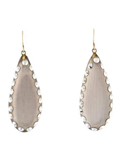 Pre-owned Alexis Bittar Lucite & Crystal Drop Earrings In Clear