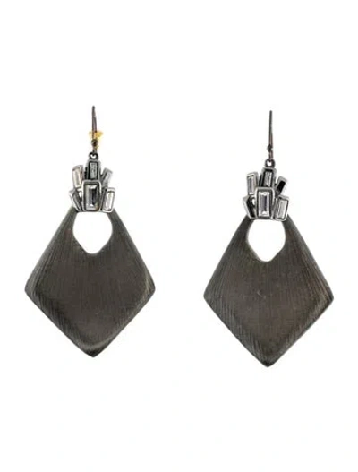 Pre-owned Alexis Bittar Lucite & Crystal Drop Earrings In Clear