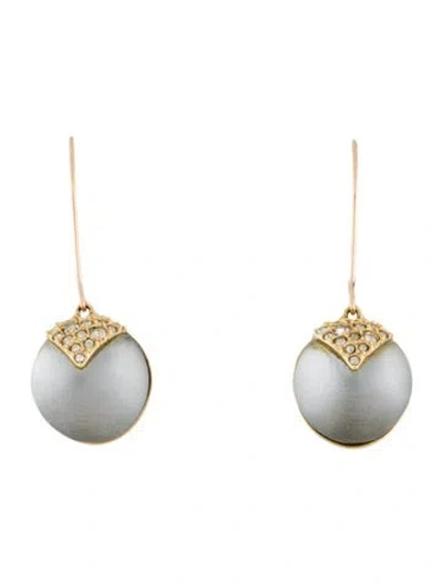 Pre-owned Alexis Bittar Lucite & Crystal Drop Earrings In Gray