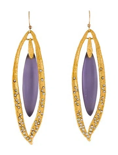 Pre-owned Alexis Bittar Lucite & Crystal Drop Earrings In Multi