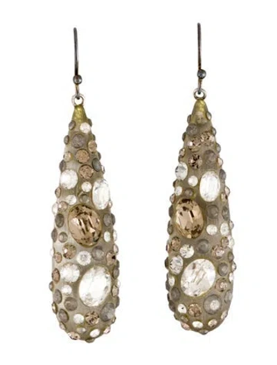 Pre-owned Alexis Bittar Lucite & Crystal Drop Earrings In Multicolor