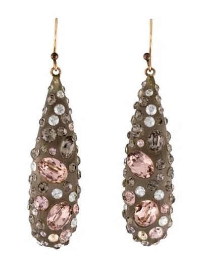 Pre-owned Alexis Bittar Lucite & Crystal Drop Earrings In Pink