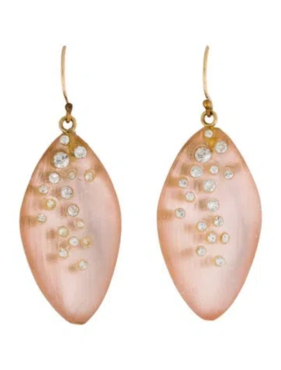 Pre-owned Alexis Bittar Lucite & Crystal Drop Earrings In Pink