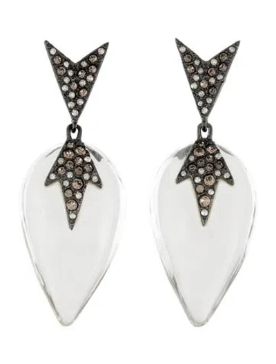 Pre-owned Alexis Bittar Lucite & Crystal Drop Earrings In Transparent