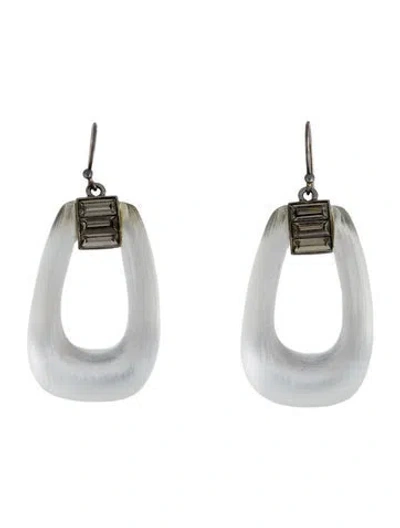 Pre-owned Alexis Bittar Lucite & Crystal Drop Earrings In White