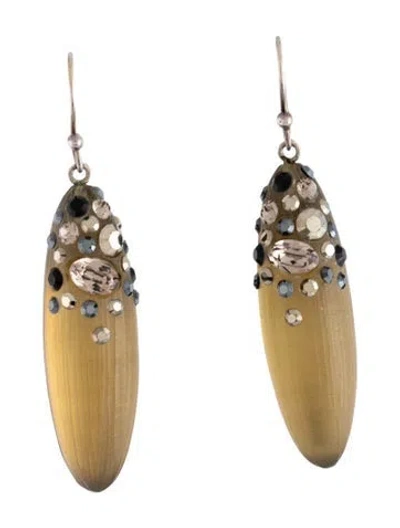 Pre-owned Alexis Bittar Lucite & Crystal Drop Earrings In Yellow