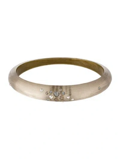Pre-owned Alexis Bittar Lucite & Crystal Dust Bangle, 8.25" In Clear
